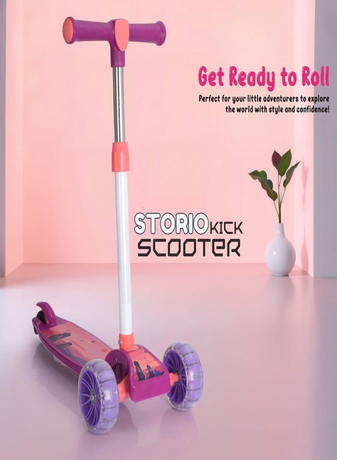 ستوريو سكوتر ستوريو تويستر القابل للطي للأطفال بعجلات مضيئة بتقنية LED | سكوتر بتصميم دراجة تزلج مع مقبض قابل للتعديل وتصميم قابل للطي | لعبة ركوب خفيفة الوزن للأولاد والبنات - بنفسجي - Image 3